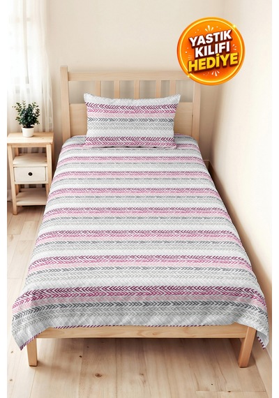 Nostaljik Geometrik Genç Odası Tek Kişilik Pike Takımı - Gri Zigzag 160x220 Cm Kapitone Yatak Örtüsü Dumanlı Kadife İzi