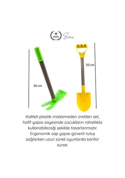 Kazmakürek İkili Bahçe Seti Çocuk Kazma Kürek Oyuncak Kum Plaj Toprak Bahçe Oyun Seti Dayanıklı Pla