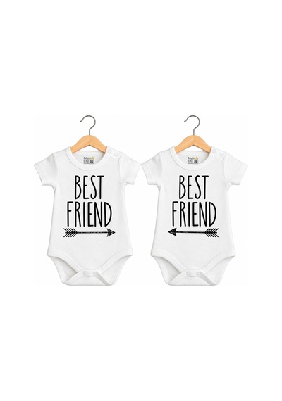 Babylimon Unisex Bebek Beyaz İkiz Bebeklere Baskılı Zıbın Seti 2 Li Beyaz - 936542288 Beyaz