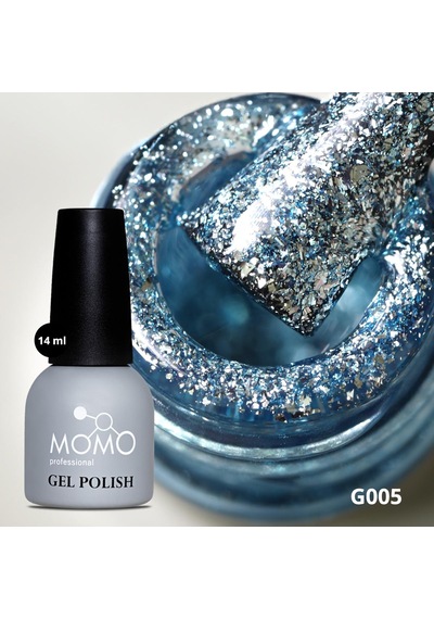Momo Professional Glitter Kalıcı Oje G005 Yoğun Gümüş Parıltı Turkuaz 14 Ml