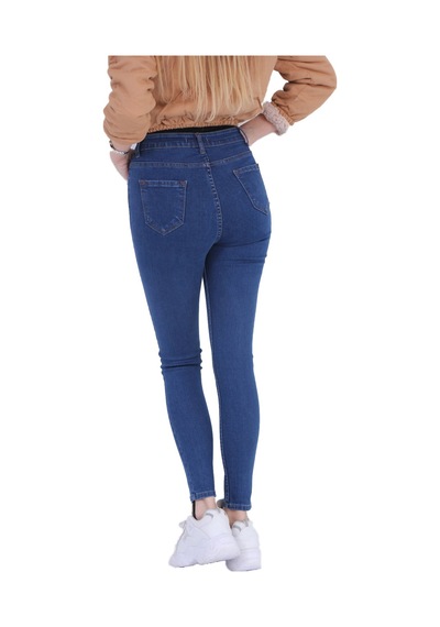 Kadın Lacivert Likralı Tırnaklı Skinny Jean Lacivert