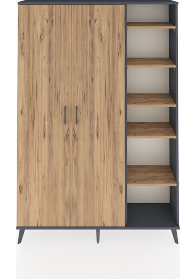 Arges Dolap 7 Raflı 2 Kapaklı Tek Askılı 132x30x195 Antrasit-çam/çam Atlas Çam/atlas Çam Arges Dolap 7 Raflı 2 Kapaklı Tek Askılı 132x30x195 Antrasit-çam/çam Atlas Çam/atlas Çam