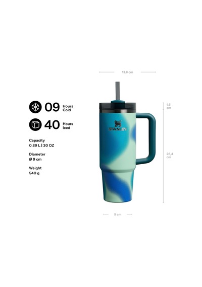 Quencher H2.0 Flowstate Pipetli Termos Bardak 0.89 Litre - Coastal Teal Paslanmaz Çelik Çok Renkli