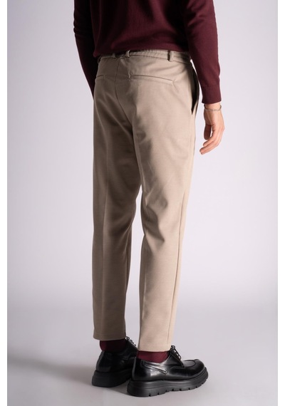 Beli Yarım Lastikli Slim Fit Chino Crop Pantalon Bej Bej