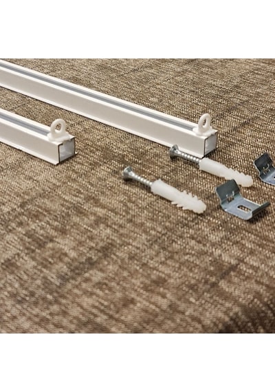 Tek Kanallı Beyaz Alüminyum Ray (Tekli Korniş) + Metal Portray (546633403)