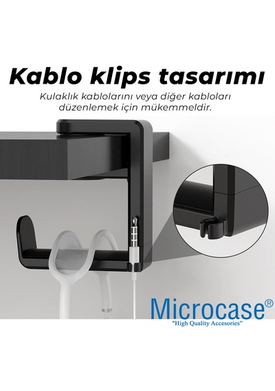Microcase Masaya Monte Ayarlanabilir 360 Derece Döner Kablo Tutuculu Oyuncu Kulaklık Eşya Vb. Tutucu Stand - Al5425