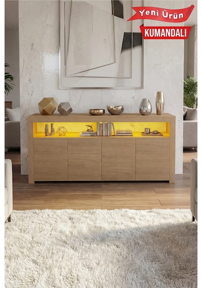 Sur Ledli Tv Ünitesi 164 Cm Beyaz Meşe