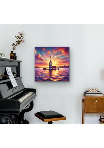 Kız Kulesi Kanvas Tablo 90x90cm Çok Renkli