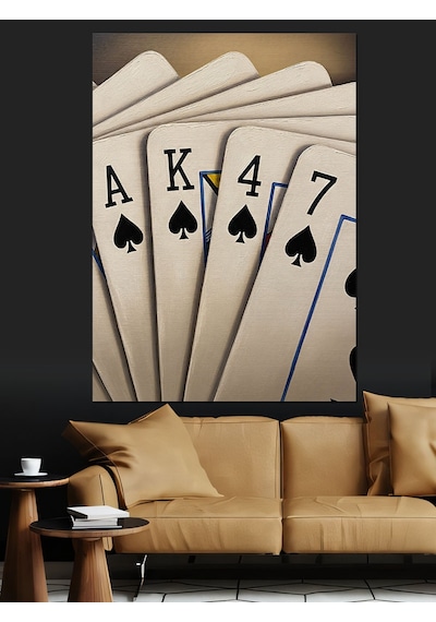 Ahşap Tablo İskambil Kartları As Serisi