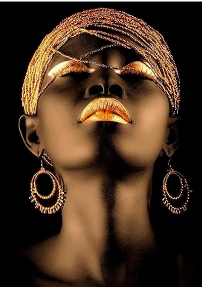 Tetik Duvar Kağıtları Bronz Sepya Afrikalı Siyahi Kadın Kanvas Tablo 60 X 90 Bronz Siyah