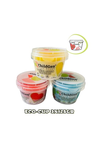Doğal Oyun Hamuru - Eco Cup- 3'lü Ana Renkler Mavi - Kırmızı - Sarı 3x125gr