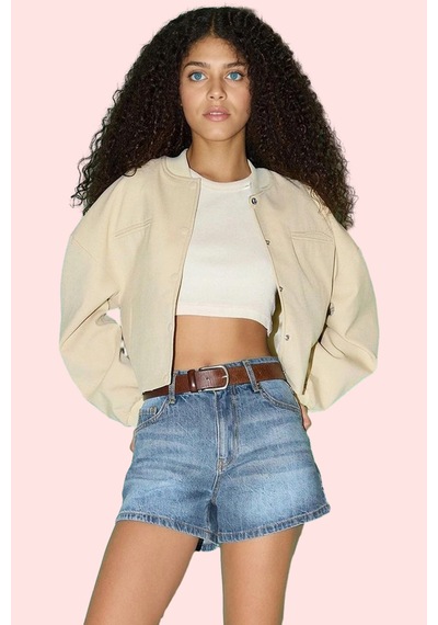 Ersefa Kadın Şort Pamuk Denim City Short Kalıp Geniş Paça Günlük Kullanı mavi