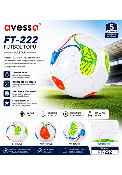 Avessa Ft-222 Futbol Topu 3 Astar Beyaz