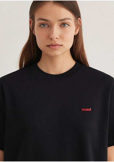 Mavi Kısa Kollu Siyah Kadın T-shirt M1612122-900 SIYAH