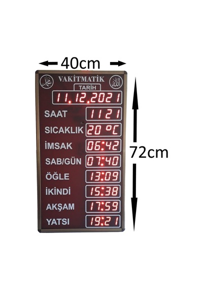 Ezan Okuyan Cami Namaz Vakitmatik (Kasa Ölçüsü: 40X72 Cm)