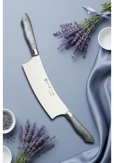 Silver Gray Serisi Mutfak Bıçak Pizza Börek Salata Kıyma Bıçağı Çift Tutma Zırh Mft-965 Gri