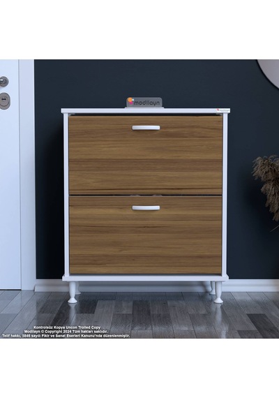 Modilayn Umay Antre Hol 72 X 90 X 25, 5 Cm Lik 2 Düşer Kapak 4 Göz Bölmeli Ayakkabılık Beyaz - Ceviz Modilayn Umay Antre Hol 72 X 90 X 25, 5 Cm Lik 2 Düşer Kapak 4 Göz Bölmeli Ayakkabılık Beyaz - Ceviz
