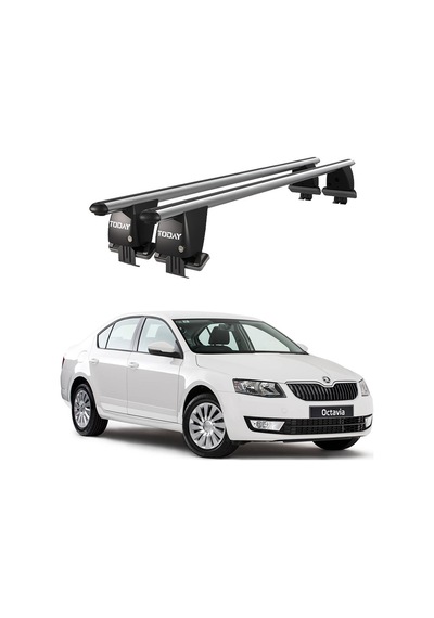 Royal Skoda Octavia Iıı 2013 Ve Sonrası Uyumlu Gri Kilitli Ara Atkı Port Bagaj Tavan Barı