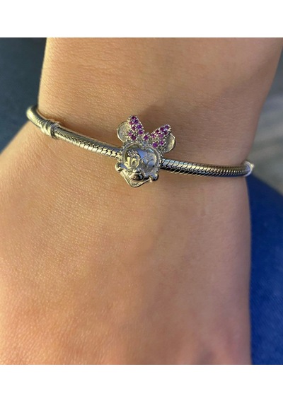 Kadın Minnie Mouse Model Taşlı Gümüş Charm