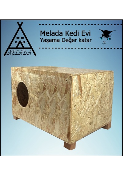 Melada Kedi Evi Dış Ortam Uygun Ahşap Kedi Evi Osb 60x40x30 Cm