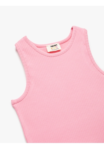 Koton Pamuklu Kolsuz Bisiklet Yaka Basic Crop Atlet Pembe 5skg30029ak Gül