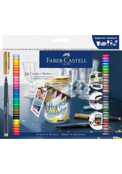 Faber-castell 30'lu Creative Markör Seti,suya Dayanıklı,kalıcı Mü