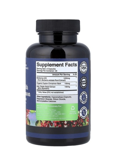Nature's Craft, Berberine With Ceylon Cinnamon, 90 Capsules