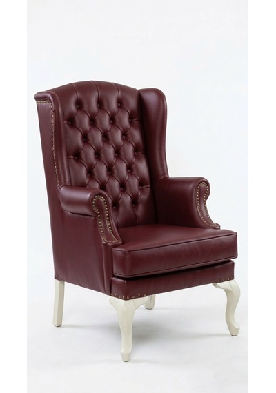 Crown Chester Klasik Ahşap Berjer Beyaz