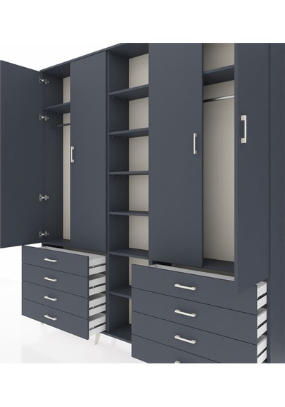 Arges Dolap 10 Raflı 8 Çekmeceli 2 Askılı 220x30x243 Antrasit-antrasit/antrasit Antrasıt/antrasıt Arges Dolap 10 Raflı 8 Çekmeceli 2 Askılı 220x30x243 Antrasit-antrasit/antrasit Antrasıt/antrasıt