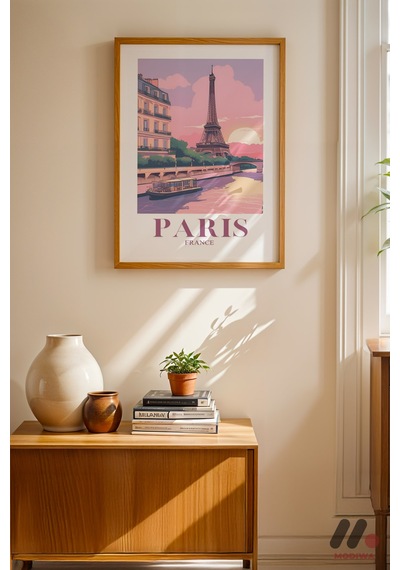 Paris Seyahat Posteri, Ahşap Çerçeveli Duvar Tablosu - Seyahat Severlere Hediye