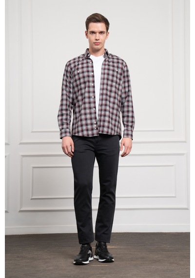 Morven Erkek Gri Kışlık Düğmeli Yaka Regular Fit Gömlek 25ks004006100 Gri Gri