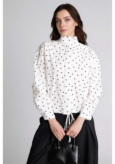 Defacto Regular Fıt Puantiye Poplin Uzun Kollu Tunik H0675ax26spwt32 Beyaz-wt32