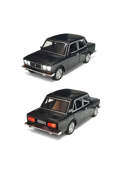 Lada Vaz 2107 Metal Diecast Model Araba 1:24 Ölçek 18cm Sesli Işıklı Çek Bırak Siyah Çok Renkli