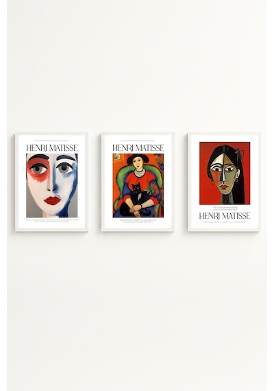 Beyaz Ahşap Çerçeveli Henri Matisse Tablo Seti Huhu538