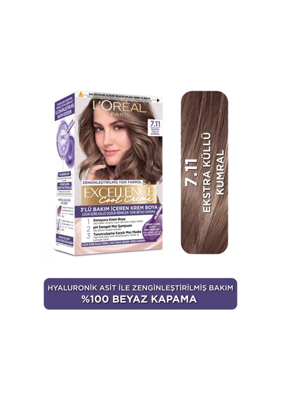 L Oréal Paris Excellence Cool Creme 7.11 Ekstra Küllü Kumral Saç Boyası