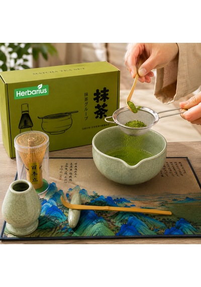 Herbarius 8 Parça Adaçayı Yeşili Renk Matcha Çayı Hazırlama Seti - Geleneksel Japon Matcha Seti