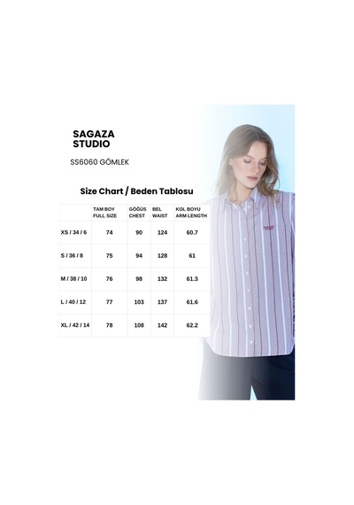 Sagaza Studio Ss6060 Vatkalı Çizgili Gömlek Bordo