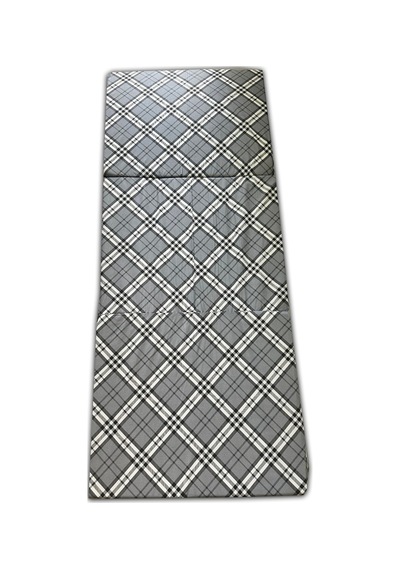 Katlanır Sünger Yatak 70x180x6cm Gri Ekose Minder Yatak Fermuarlı