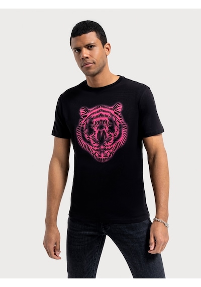 Regular Fit Erkek Tshirt K.kol Black&pınk