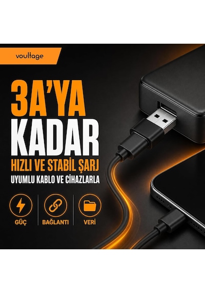 Lexroo Usb To Type-c Dönüştürücü/çevirici, 3a Hızlı Şarj Ve Veri Aktarımı, Otg, Mini Boy Siyah