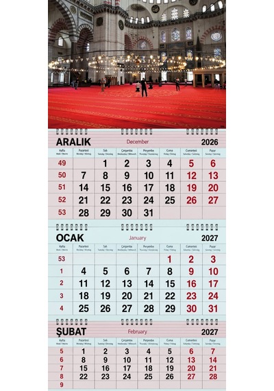 2027 Yılı Gemici Takvimi-sultan Ahmet Camii İçerisi