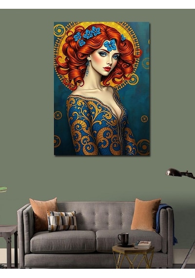 Kanvas Tablo Kırmızı Saçlı Kadın Portresi 50cmx70cm