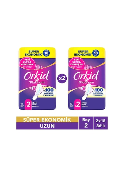 Platinum Uzun Boy 2 18 Adet Süper Ekonomik Hijyenik Ped X2