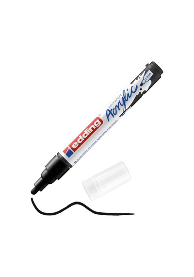 5100 Akrilik Markör Orta - Siyah - 1 Su Geçirmez Akrilik Markör - Yuvarlak Uçlu 2-3 Mm