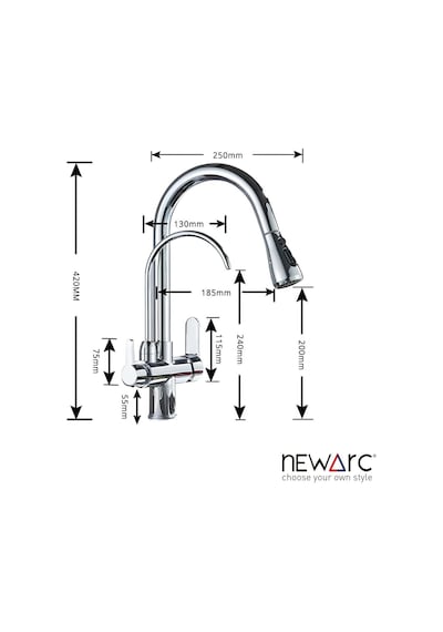 Newarc 150589SP Arıtma Su Girişli Spiralli Evye Bataryası