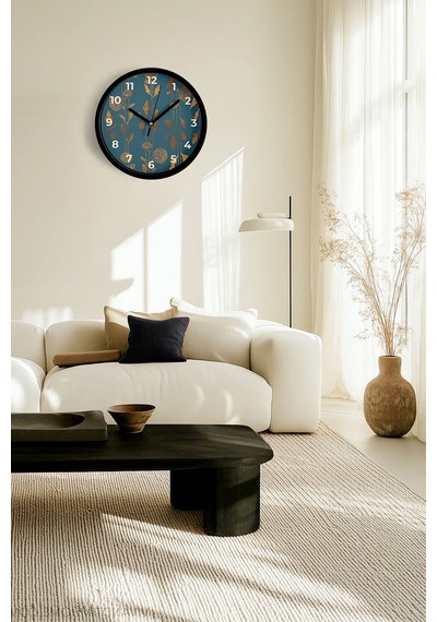 Modern Duvar Saati - 25cm - Önü Camlı Siyah Kasa - Sessiz Mekanizma-jh0774 Siyah