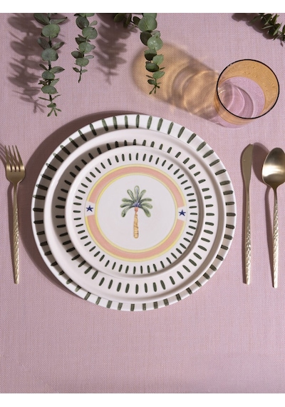 The Mia Itl0004 Italian Summer Pasta Tabağı 6lı Set 19 Cm Ekru