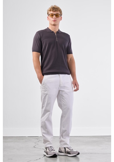 Dufy Beyaz Düz Erkek Pantolon - Regular Fıt Beyaz