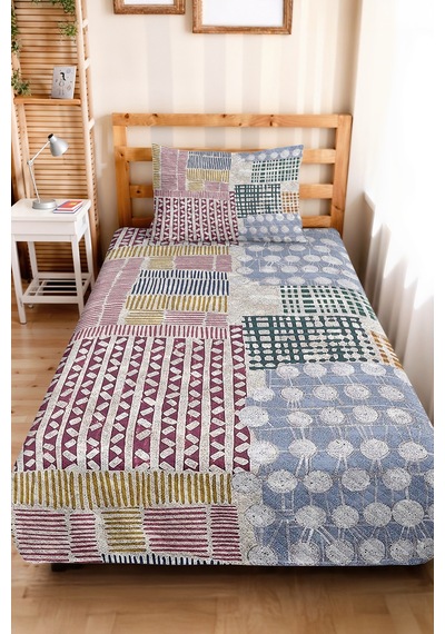 Geometrik Mavi Genç Odası Tek Kişilik Pike Takımı-bohem Bordo Yeşil 160x220 Cm Kapitone Yatak Örtüsü Kırsal Kıyı Kıyısı