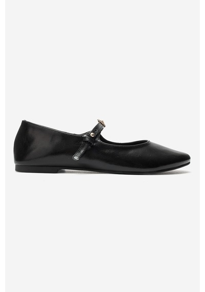Luvi Shoes Kathy Siyah Tokalı Kadın Babet Ayakkabı